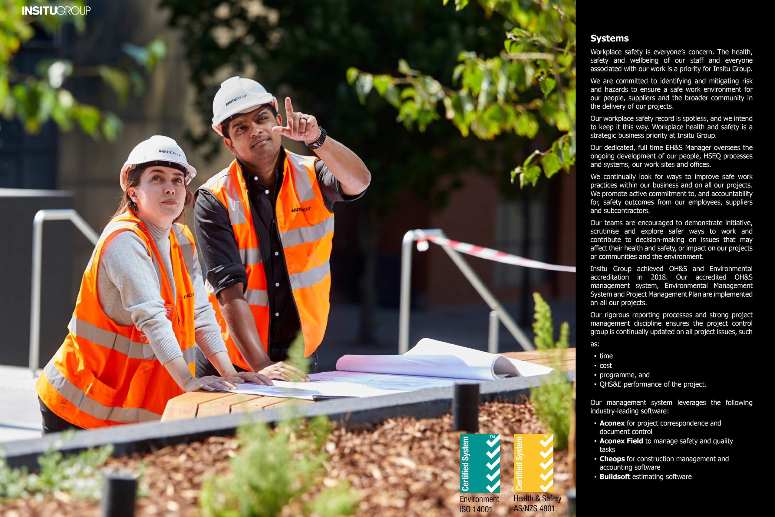 Corporate Photography showing people from the Insitu Group team promoting their work safety capabilities. Potographed at one of the building projects in Melbourne