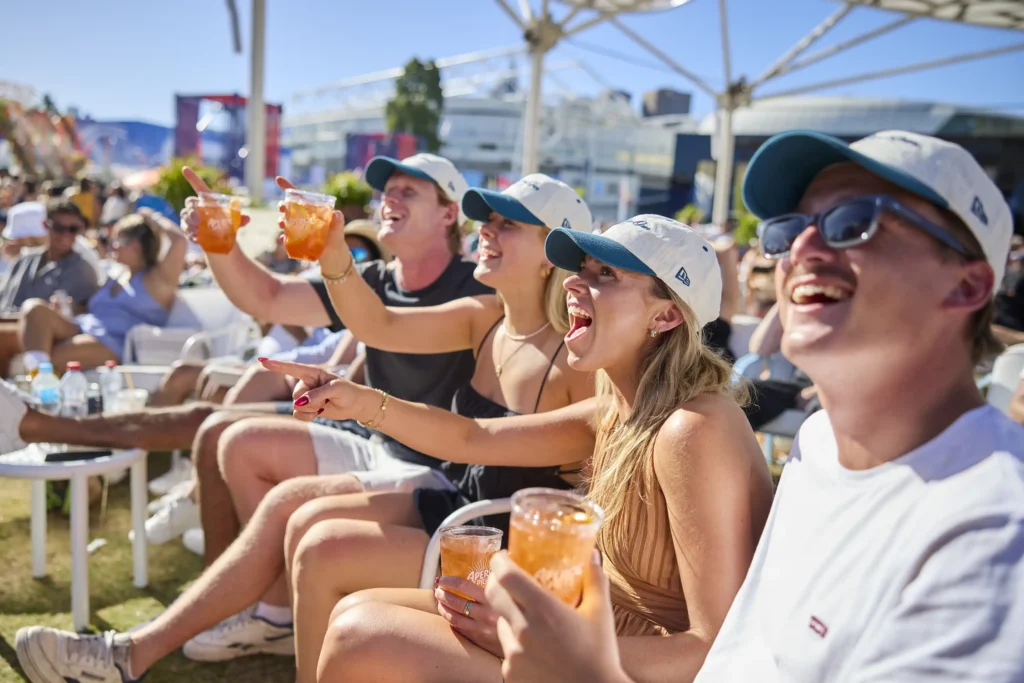 friends celebrating at the Australian open tennis event